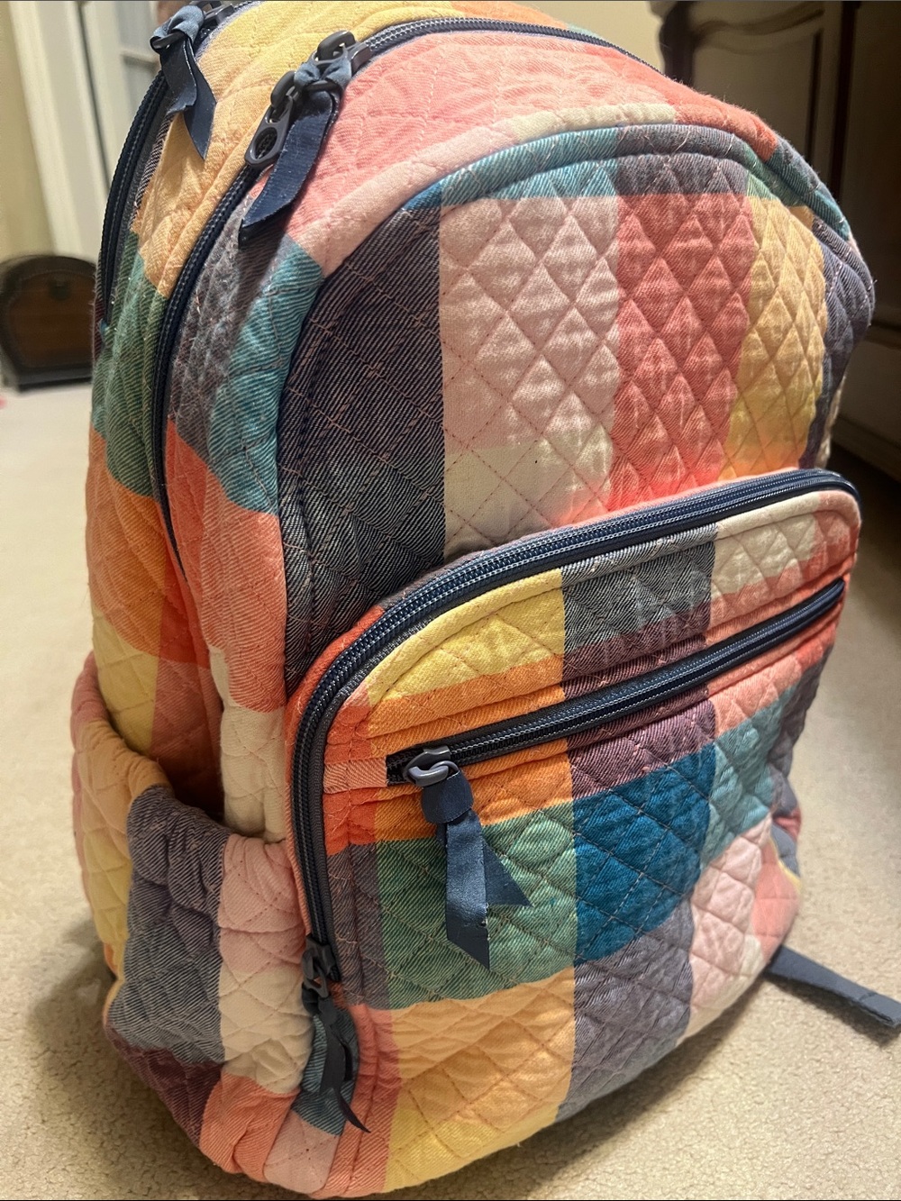 Vera Bradley Retired Tropics Plaid Quilted Multicolor Plaid Backpack